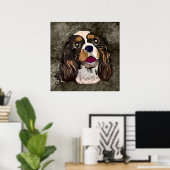 Crazy King Charles Cavalier handgeschilderd Poster (Thuiskantoor)