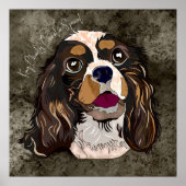Crazy King Charles Cavalier handgeschilderd Poster (Voorkant)