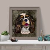 Crazy King Charles Cavalier handgeschilderd Poster