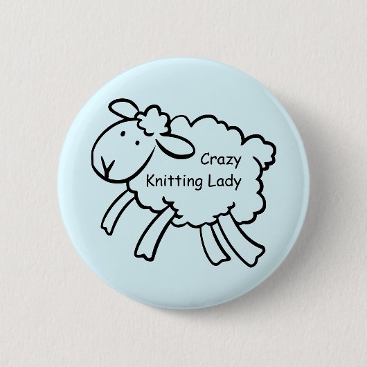 Crazy Knitting Lady Badge Ronde Button 5,7 Cm (Voorkant)