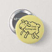 Crazy Knitting Lady Badge Ronde Button 5,7 Cm (Voorkant /achterkant)