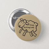 Crazy Knitting Lady Badge Ronde Button 5,7 Cm (Voorkant /achterkant)