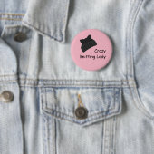 Crazy Knitting Lady Badge Ronde Button 5,7 Cm (In situ)