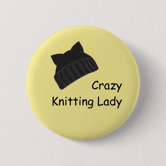Crazy Knitting Lady Badge Ronde Button 5,7 Cm (Voorkant)