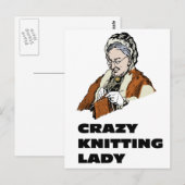 Crazy Knitting Lady Briefkaart (Voorkant / Achterkant)
