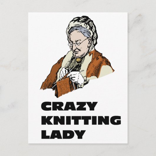 Crazy Knitting Lady Briefkaart (Voorkant)