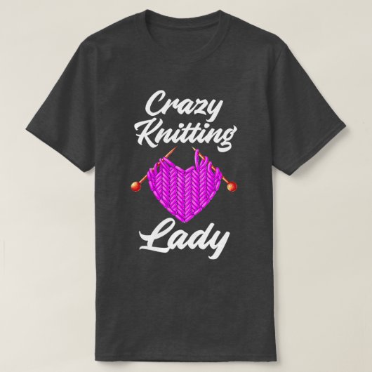 Crazy Knitting Lady Funny Knitting T-shirt (Design voorkant)