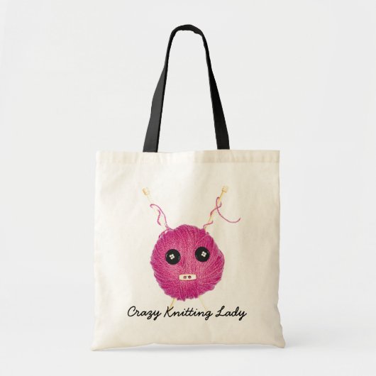 Crazy Knitting Lady Tote Bag (Voorkant)