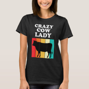 Crazy Koe Lady Koe Meisjes Vrouwen Boeren Mama T-shirt