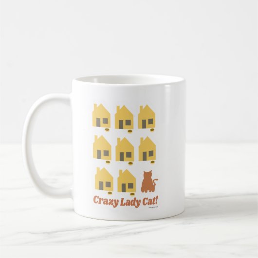 Crazy Lady Cat Fun Cartoon Pet Multi Home Gezegde Koffiemok (Links)