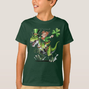 Crazy Leprechaun op T-Rex Funny St Patricks Day T-shirt