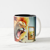 Crazy Lion Tweekleurige Koffiemok (Voorkant rechts)