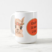Crazy llama lady voegt tekst toe koffiemok (Voorkant links)