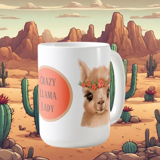 Crazy llama lady voegt tekst toe koffiemok