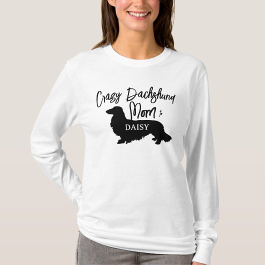 Crazy Long Hair Teckel Hond Mama Gepersonaliseerd T-shirt (Voorkant)