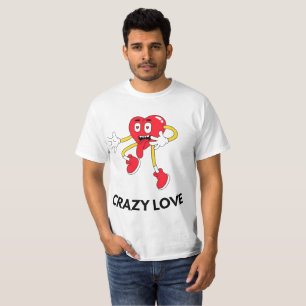 Crazy Love Hart Mascotte Heren T-Shirt  Leuk Carto