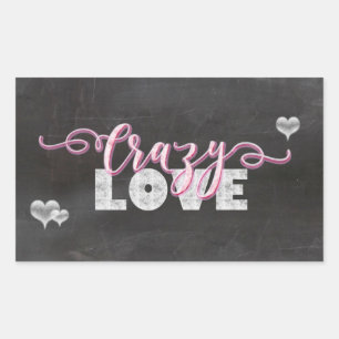 Crazy Love Hearts Chalkboard Rechthoekige Sticker