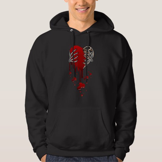 Crazy Love Hurt Broken Heart Pain Skeleton Bloody  Hoodie (Voorkant)