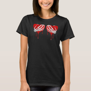 Crazy Love Hurt Broken Heart Pain Skeleton Bloody T-shirt