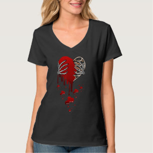 Crazy Love Hurt Broken Heart Pain Skeleton Bloody T-shirt