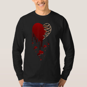 Crazy Love Hurt Broken Heart Pain Skeleton Bloody T-shirt