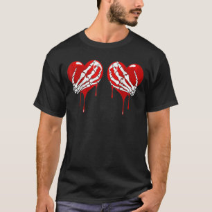 Crazy Love Hurt Broken Heart Pain Skeleton Bloody T-shirt