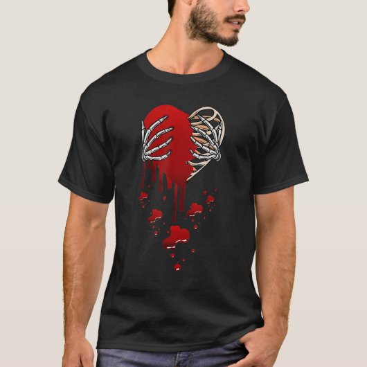 Crazy Love Hurt Broken Heart Pain Skeleton Bloody  T-shirt (Voorkant)