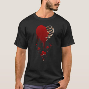 Crazy Love Hurt Broken Heart Pain Skeleton Bloody T-shirt