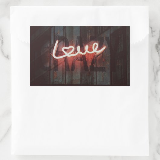 Crazy Love neon, teken Rechthoekige Sticker (Tas)