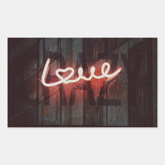 Crazy Love neon, teken Rechthoekige Sticker (Voorkant)