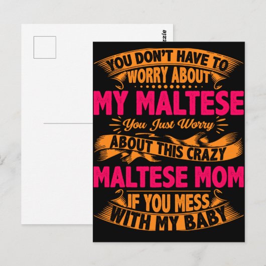 Crazy Maltese mam Briefkaart (Voorkant / Achterkant)