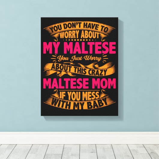 Crazy Maltese mam Canvas Afdruk (Insitu (Houten vloer))