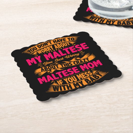 Crazy Maltese mam Kartonnen Onderzetters (Gebogen)