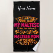 Crazy Maltese mam Strandlaken (Voorkant)