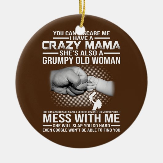 Crazy mama keramisch ornament (Voorkant)