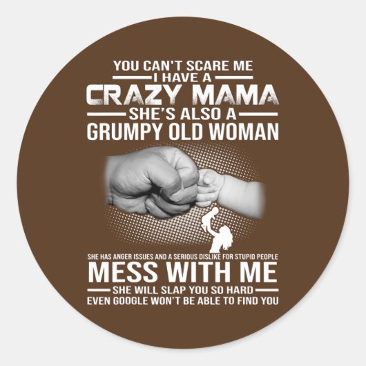 Crazy mama ronde sticker (Voorkant)