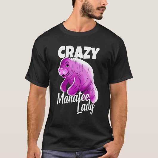 Crazy Manatee Lady Schattige Graphic T-shirt (Voorkant)