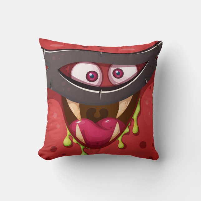 Crazy Mask Red Monster Kussen (Voorkant)