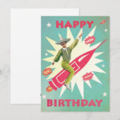 Crazy Mexican on Rocket Birthday Party Time Feestdagenkaart (Voorkant / Achterkant)