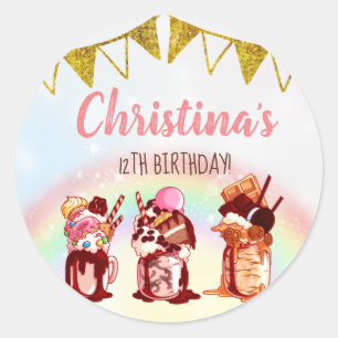 Crazy Milkshake Birthday Uitnodiging Ronde Sticker