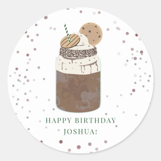 Crazy Milkshake Chocolate Cookies Birthday Party Ronde Sticker (Voorkant)