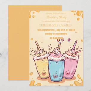 Crazy Milkshake Feest Uitnodiging – Kleurrijke Zoe