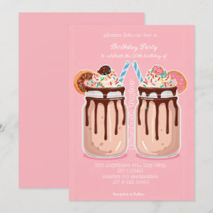 Crazy Milkshake Feest Uitnodiging – Kleurrijke Zoe