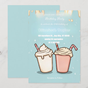 Crazy Milkshake Feest Uitnodiging – Kleurrijke Zoe