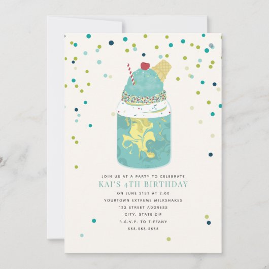 Crazy Milkshake Ice Cream Birthday Party Kaart (Voorkant)