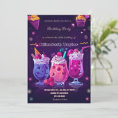 Crazy Milkshake Party Invitation – Colorful Sweet Kaart (Staand voorkant)