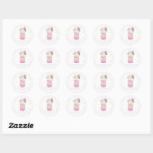Crazy Milkshake Pink Snoep Cupcake Birthday Party Ronde Sticker (Vel)