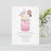 Crazy Milkshake Snoep Cupcake Pink Birthday Party Kaart (Staand voorkant)