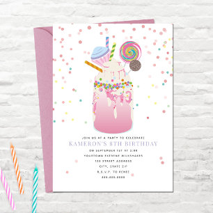 Crazy Milkshake Snoep Cupcake Pink Birthday Party Kaart