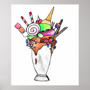 Crazy milkshake waterverf art poster
